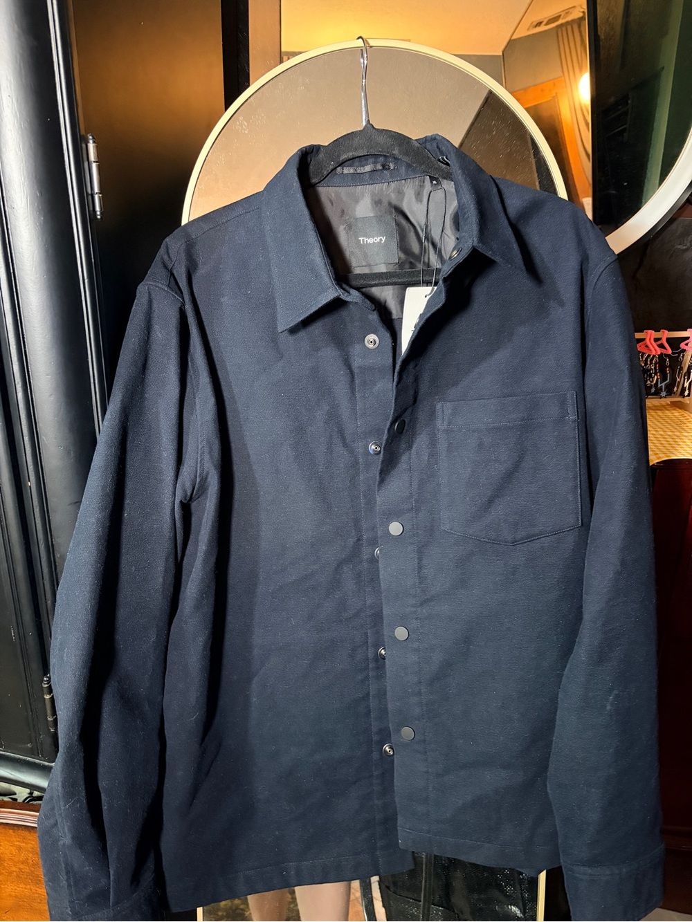 Theory Men's Dark Navy Button-Front Shirt Jacket